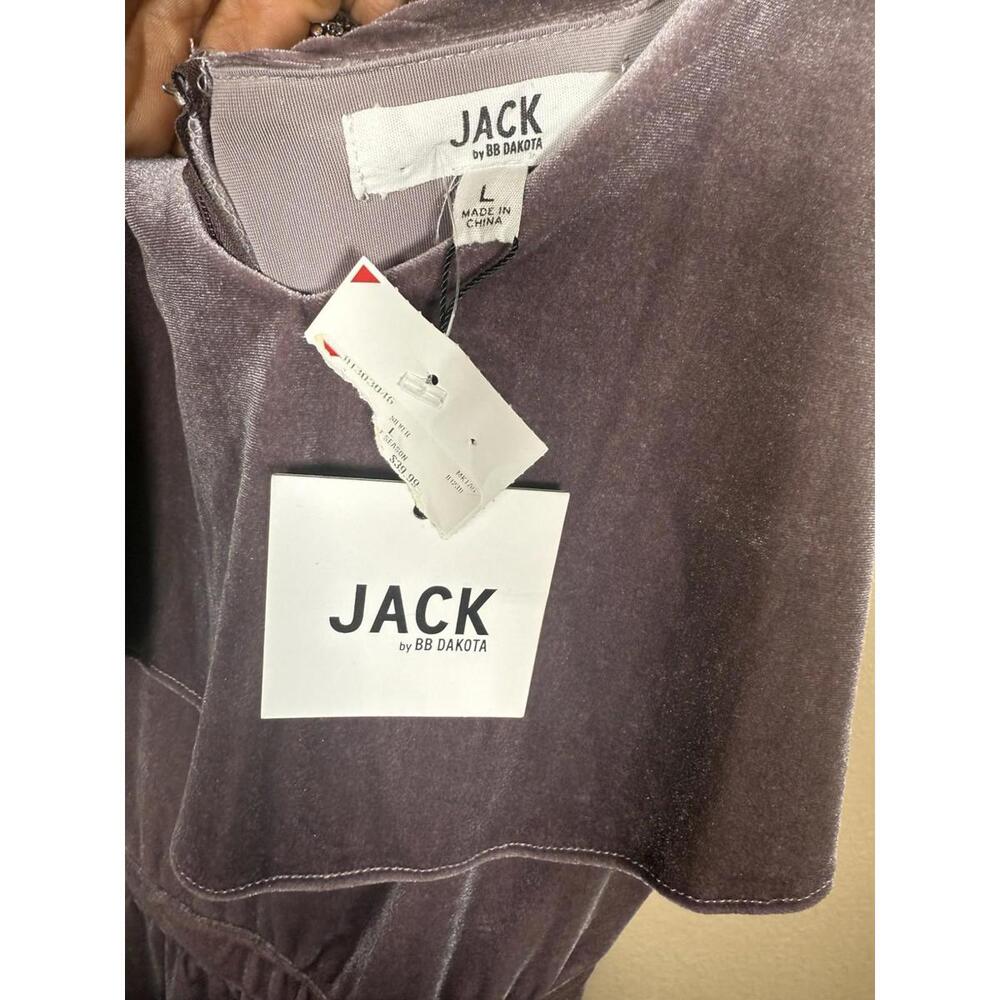 Jack By BB Dakota Holiday Velvet Sz L Stretchy Jumpsuit Retro Flared Leg - Picture 5 of 6